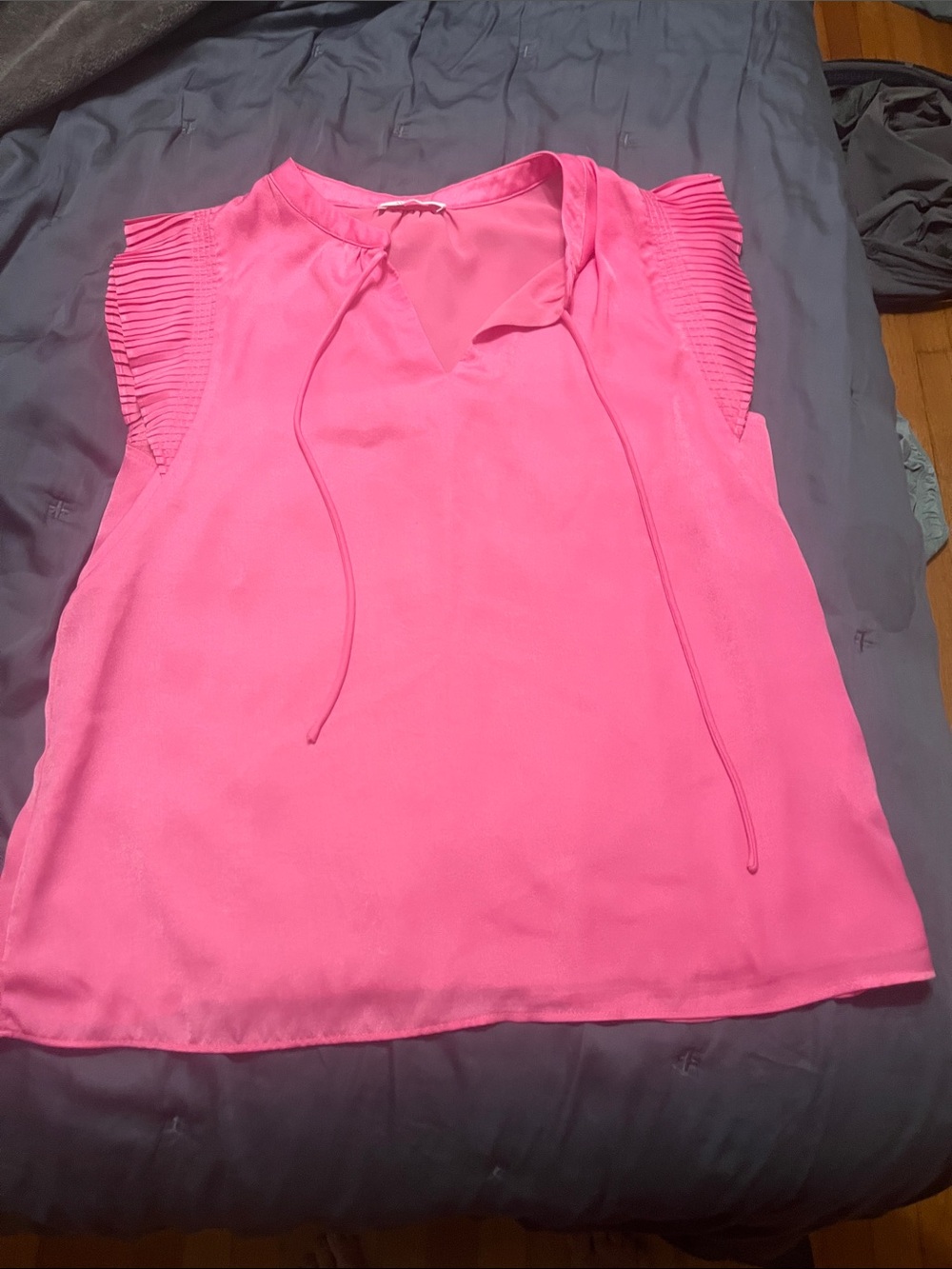Sleeveless Tie-Neck Blouse in Bright Pink
